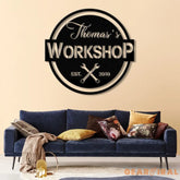 Custom LED Workshop Sign with Color Changing Lights Personalized Garage Decor Metal Wall Art for Mechanics Custom Shop